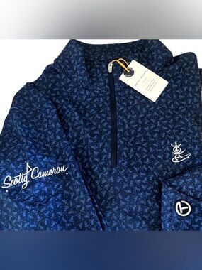 NWT SCOTTY CAMERON GALLERY Circle T  Peace Surfer  1/4 Zip Pullover Navy L Golf